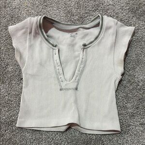Gray Ribbed Women's Top